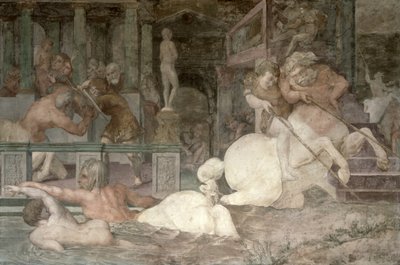 Die Erziehung des Achilles, Detail des Dekorationsschemas in der Galerie von Franz I., 1530-40 von Giovanni Battista Rosso Fiorentino